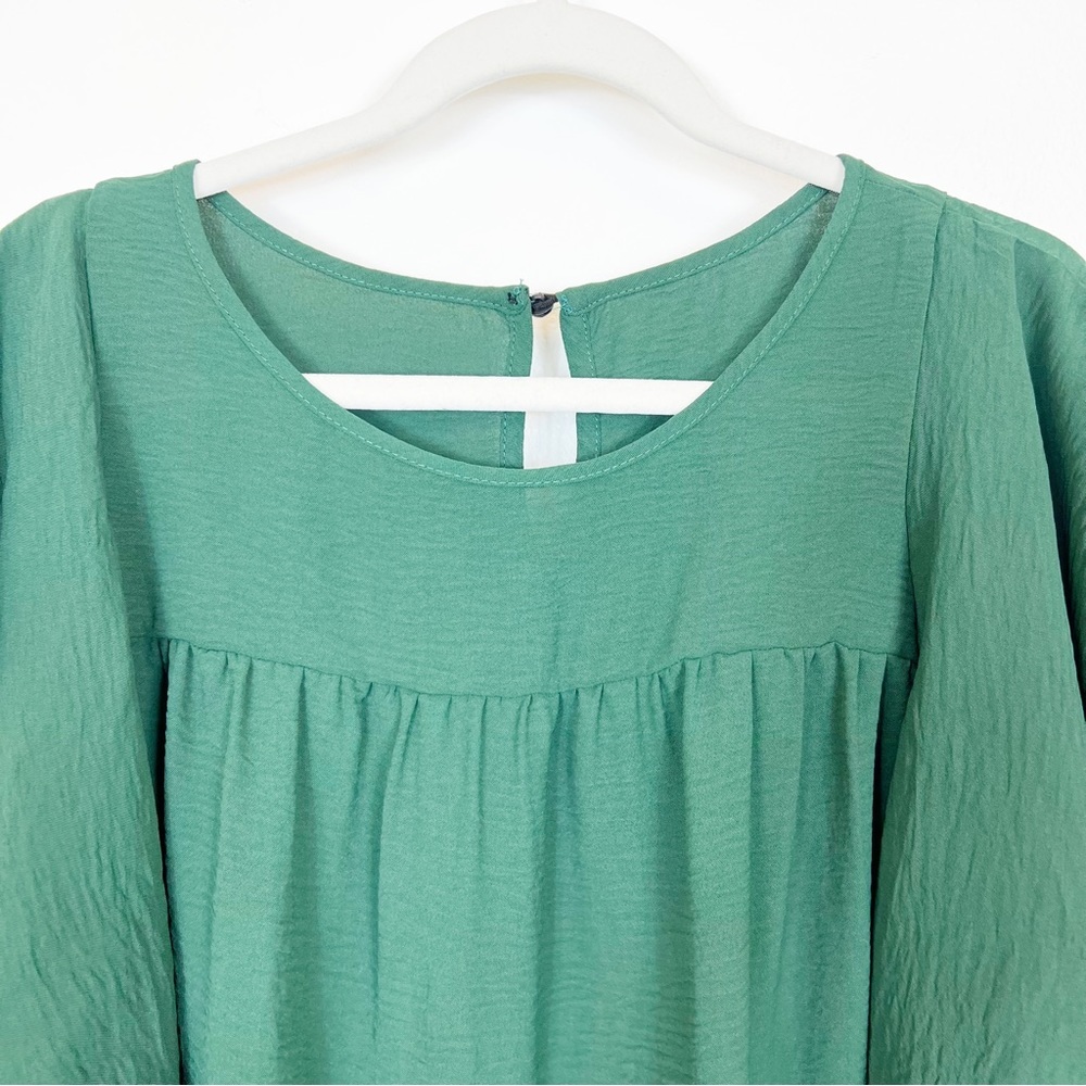Shein Curve Ruffled Long Sleeve Top Green Size 4XL - Picture 2 of 8